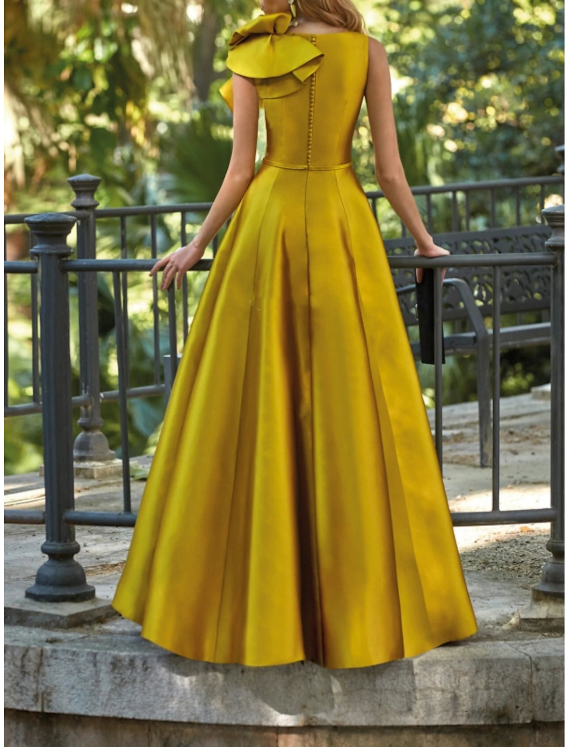 Wholesale A-Line Evening Gown Party Dress Formal Wedding Guest Floor Length Sleeveless V Neck Satin with Shouder Flower